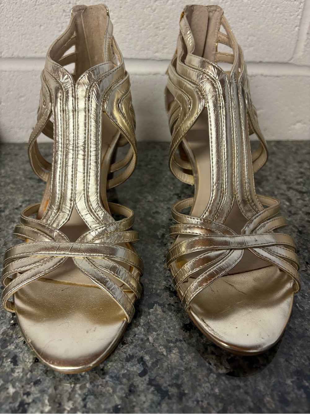 Nine West Freesia Metallic Gold Strappy Women’s Dress Sandals